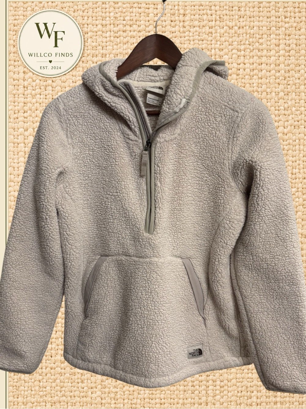 The North Face Women’s Sherpa Fleece Hoodie Medium Cream Ivory Quarter Zip